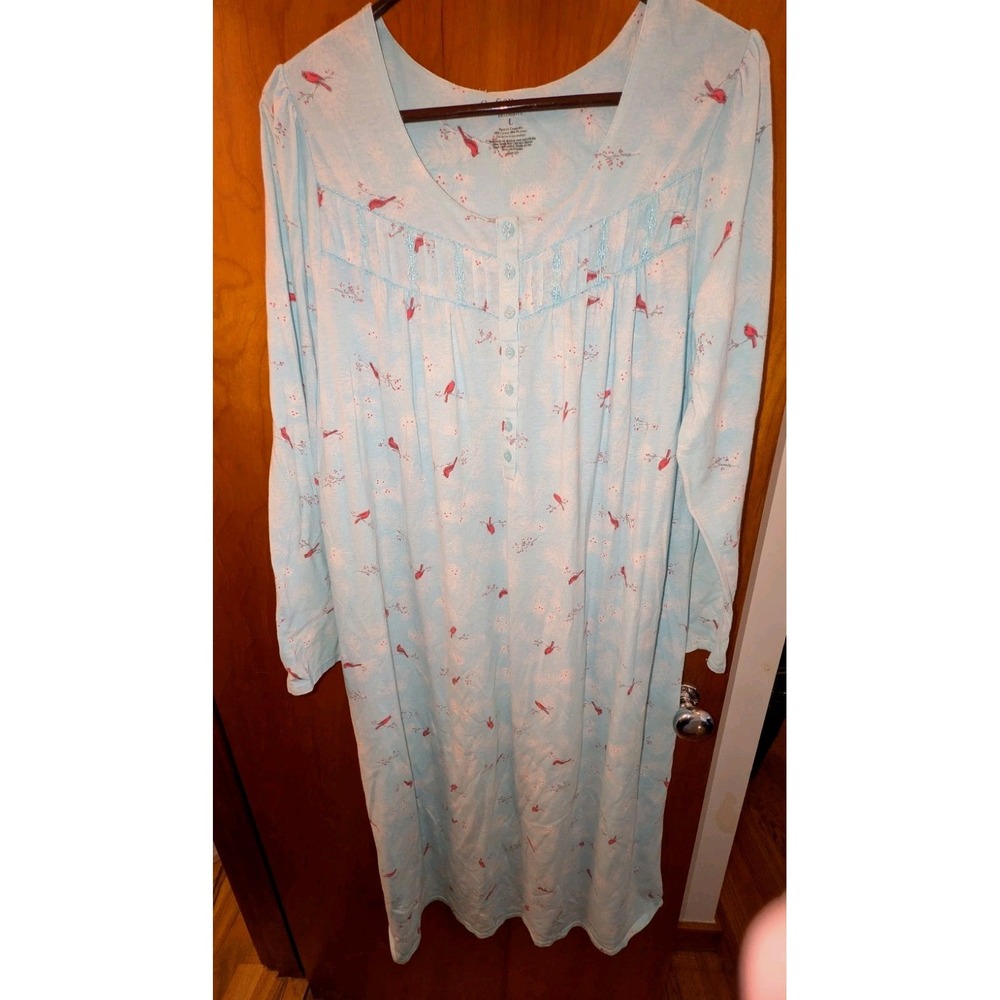 Croft and Barrow Nightgown Day Dress Granny Cottage Core Floral Birds Size LG